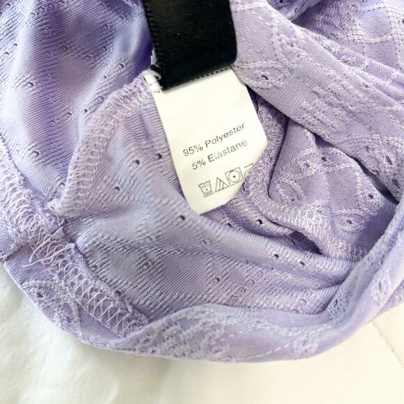 NWOT Shein Lavender Purple Eyelet Lace Tie Front Cami Crop Top Size Small - Picture 8 of 9